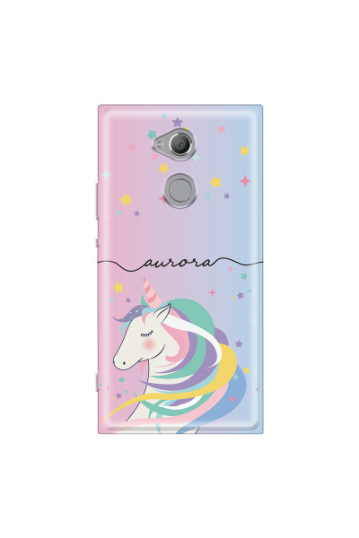 SONY - Sony XA2 Ultra - Soft Clear Case - Pink Unicorn Handwritten