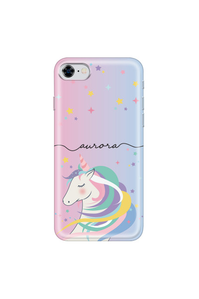 APPLE - iPhone 8 - Soft Clear Case - Pink Unicorn Handwritten