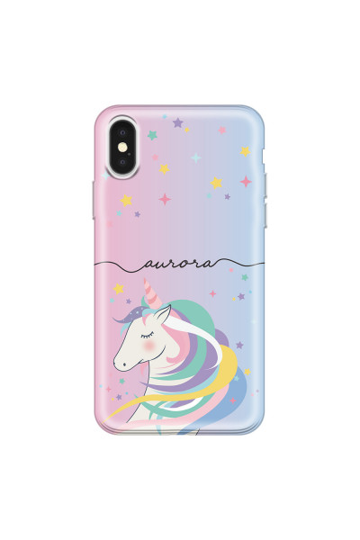 APPLE - iPhone X - Soft Clear Case - Pink Unicorn Handwritten