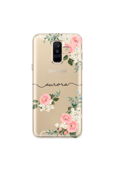 SAMSUNG - Galaxy A6 Plus - Soft Clear Case - Pink Floral Handwritten
