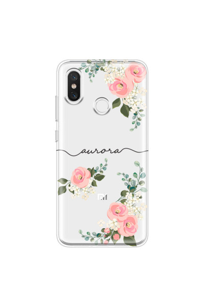XIAOMI - Mi 8 - Soft Clear Case - Pink Floral Handwritten