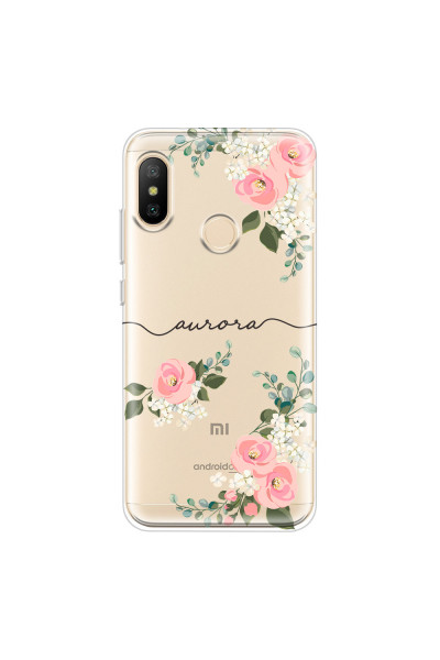 XIAOMI - Mi A2 Lite - Soft Clear Case - Pink Floral Handwritten