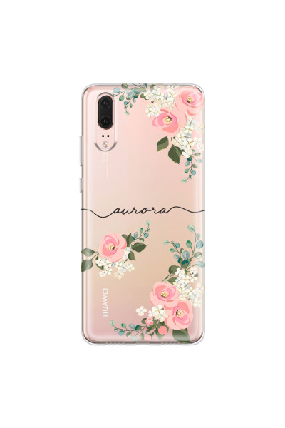 HUAWEI - P20 - Soft Clear Case - Pink Floral Handwritten