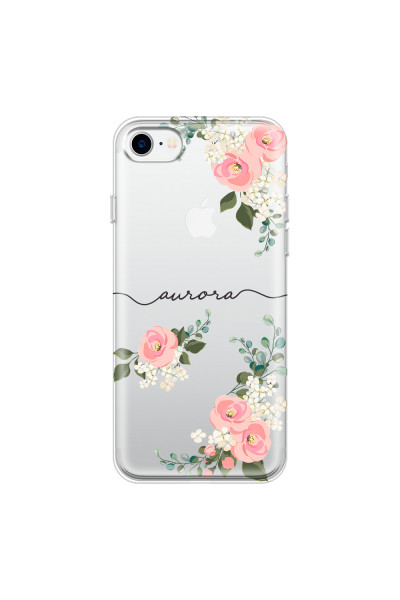 APPLE - iPhone 7 - Soft Clear Case - Pink Floral Handwritten