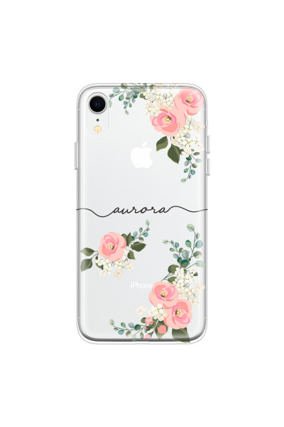 APPLE - iPhone XR - Soft Clear Case - Pink Floral Handwritten