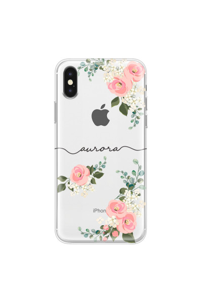 APPLE - iPhone XS Max - Soft Clear Case - Pink Floral Handwritten