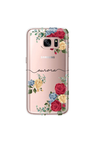 SAMSUNG - Galaxy S7 - Soft Clear Case - Red Floral Handwritten