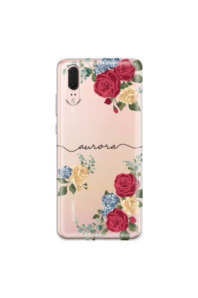 HUAWEI - P20 - Soft Clear Case - Red Floral Handwritten