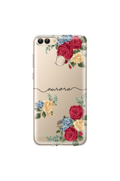 HUAWEI - P Smart 2018 - Soft Clear Case - Red Floral Handwritten