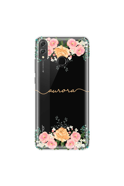 HONOR - Honor 8X - Soft Clear Case - Gold Floral Handwritten