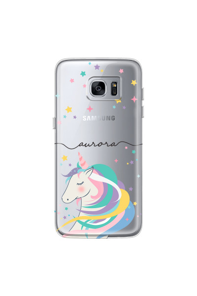 SAMSUNG - Galaxy S7 Edge - Soft Clear Case - Clear Unicorn Handwritten
