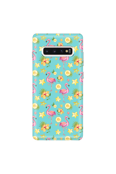 SAMSUNG - Galaxy S10 Plus - Soft Clear Case - Tropical Flamingo I
