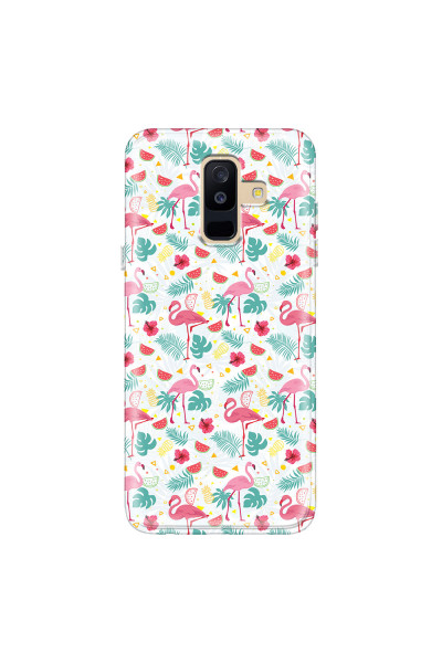 SAMSUNG - Galaxy A6 Plus - Soft Clear Case - Tropical Flamingo II