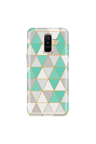 SAMSUNG - Galaxy A6 Plus - Soft Clear Case - Green Triangle Pattern
