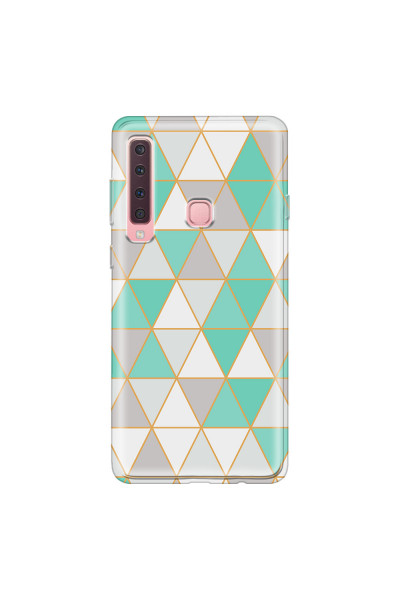 SAMSUNG - Galaxy A9 2018 - Soft Clear Case - Green Triangle Pattern