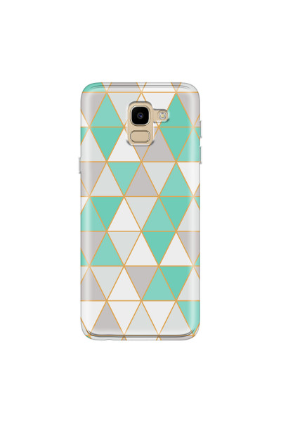SAMSUNG - Galaxy J6 - Soft Clear Case - Green Triangle Pattern