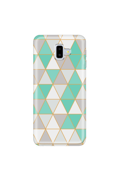 SAMSUNG - Galaxy J6 Plus - Soft Clear Case - Green Triangle Pattern