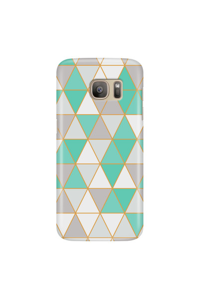 SAMSUNG - Galaxy S7 - 3D Snap Case - Green Triangle Pattern