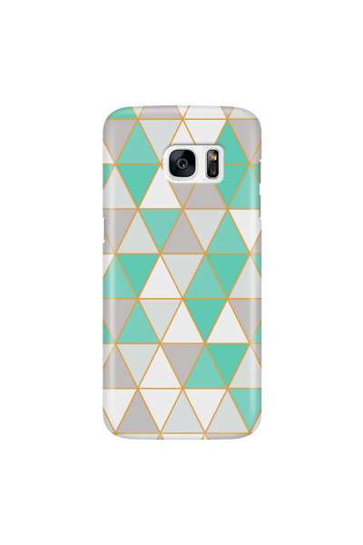SAMSUNG - Galaxy S7 Edge - 3D Snap Case - Green Triangle Pattern