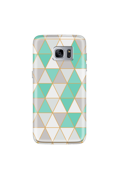 SAMSUNG - Galaxy S7 Edge - Soft Clear Case - Green Triangle Pattern