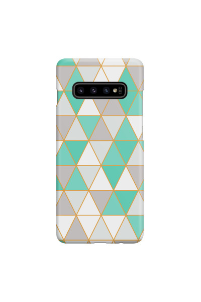 SAMSUNG - Galaxy S10 - 3D Snap Case - Green Triangle Pattern