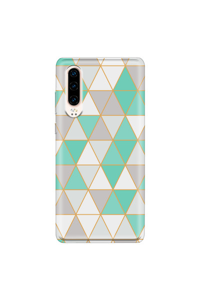 HUAWEI - P30 - Soft Clear Case - Green Triangle Pattern