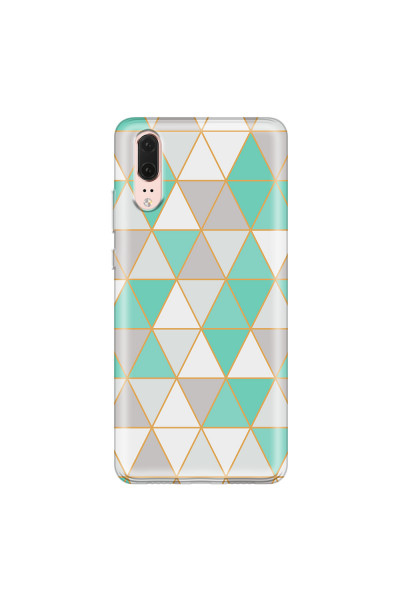 HUAWEI - P20 - Soft Clear Case - Green Triangle Pattern