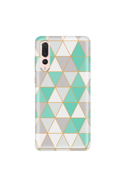HUAWEI - P20 Pro - Soft Clear Case - Green Triangle Pattern
