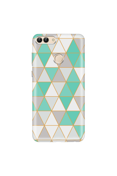 HUAWEI - P Smart 2018 - Soft Clear Case - Green Triangle Pattern