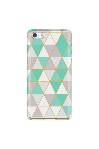 APPLE - iPhone 5S - Soft Clear Case - Green Triangle Pattern