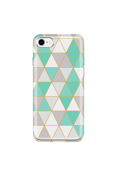 APPLE - iPhone 7 - Soft Clear Case - Green Triangle Pattern