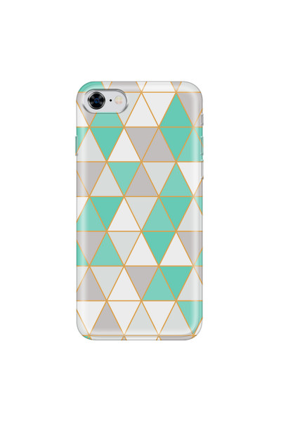 APPLE - iPhone 8 - Soft Clear Case - Green Triangle Pattern