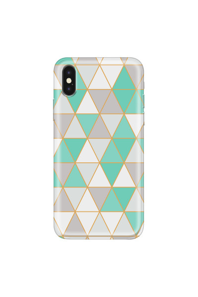 APPLE - iPhone XS Max - Soft Clear Case - Green Triangle Pattern
