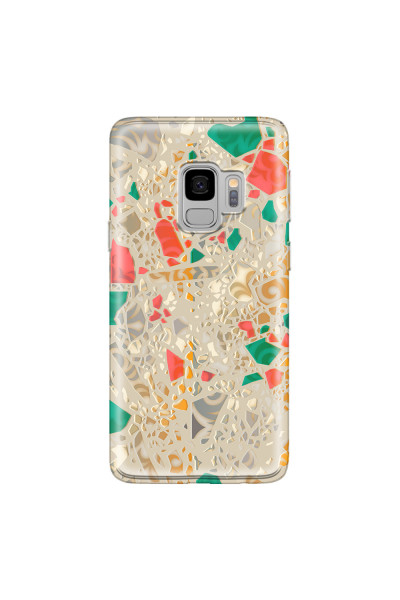 SAMSUNG - Galaxy S9 - Soft Clear Case - Terrazzo Design Gold