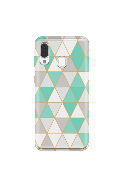 SAMSUNG - Galaxy A40 - Soft Clear Case - Green Triangle Pattern
