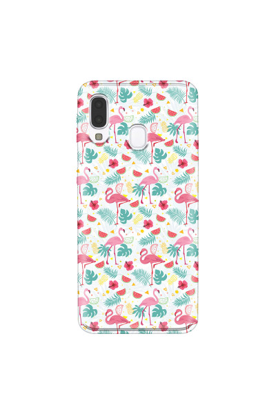 SAMSUNG - Galaxy A40 - Soft Clear Case - Tropical Flamingo II
