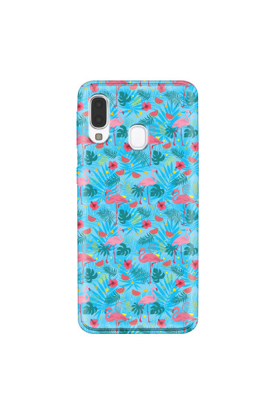 SAMSUNG - Galaxy A40 - Soft Clear Case - Tropical Flamingo IV