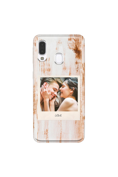 SAMSUNG - Galaxy A40 - Soft Clear Case - Wooden Polaroid