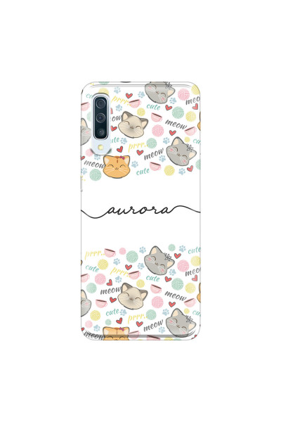 SAMSUNG - Galaxy A70 - Soft Clear Case - Cute Kitten Pattern
