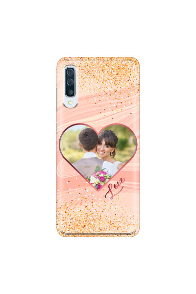 SAMSUNG - Galaxy A70 - Soft Clear Case - Glitter Love Heart Photo