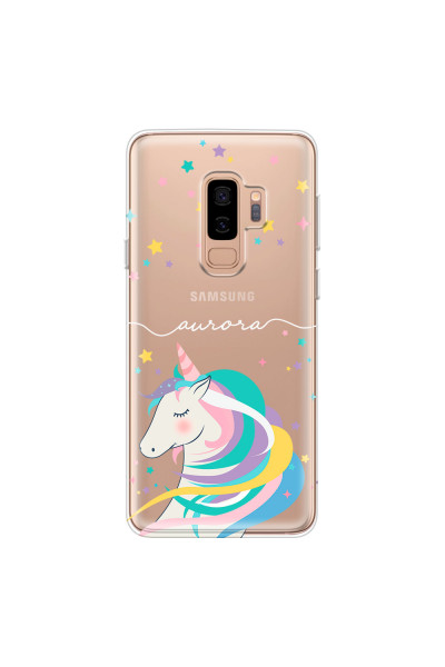 SAMSUNG - Galaxy S9 Plus - Soft Clear Case - Clear Unicorn Handwritten White