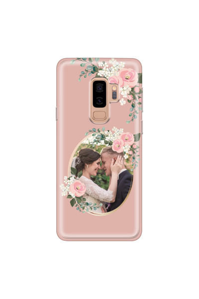 SAMSUNG - Galaxy S9 Plus - Soft Clear Case - Pink Floral Mirror Photo