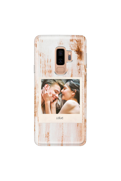 SAMSUNG - Galaxy S9 Plus - Soft Clear Case - Wooden Polaroid