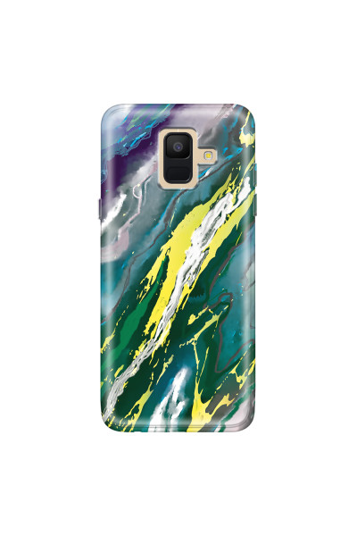 SAMSUNG - Galaxy A6 - Soft Clear Case - Marble Rainforest Green