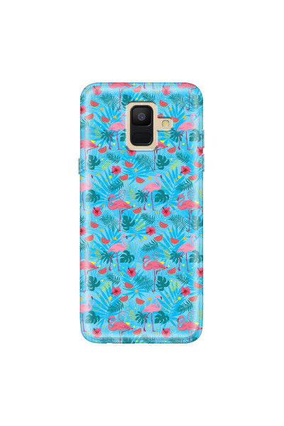SAMSUNG - Galaxy A6 - Soft Clear Case - Tropical Flamingo IV