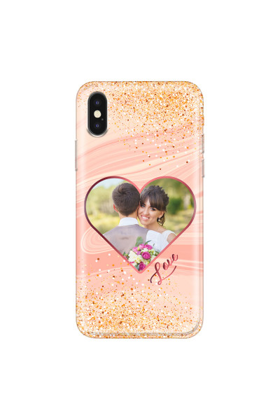 APPLE - iPhone XS - Soft Clear Case - Glitter Love Heart Photo