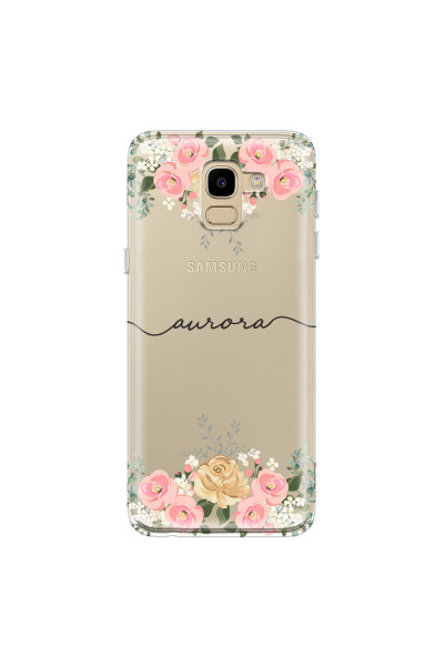 SAMSUNG - Galaxy J6 - Soft Clear Case - Dark Gold Floral Handwritten