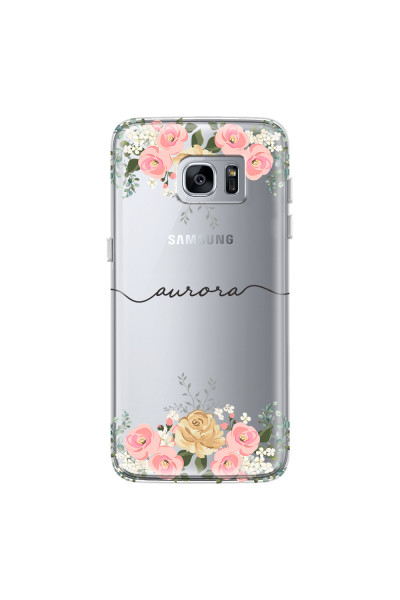 SAMSUNG - Galaxy S7 Edge - Soft Clear Case - Dark Gold Floral Handwritten