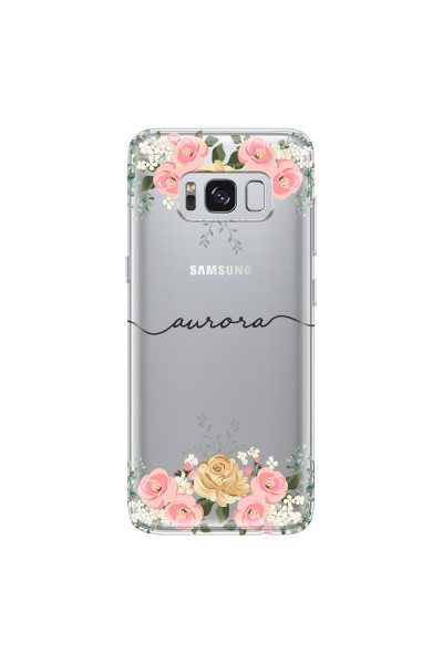 SAMSUNG - Galaxy S8 Plus - Soft Clear Case - Dark Gold Floral Handwritten