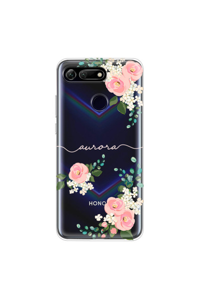 HONOR - Honor View 20 - Soft Clear Case - Light Pink Floral Handwritten